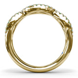Crossover Emerald and Diamond Wedding Band