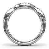 Crossover Emerald and Diamond Wedding Band