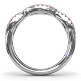 Crossover Ruby and Diamond Wedding Band