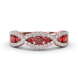 Crossover Ruby and Diamond Wedding Band