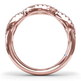 Crossover Ruby and Diamond Wedding Band