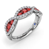 Crossover Ruby and Diamond Wedding Band