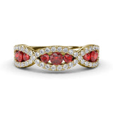Crossover Ruby and Diamond Wedding Band