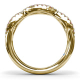 Crossover Ruby and Diamond Wedding Band