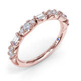 Round Clusters and Emerald Cut Diamond Wedding Ring