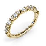 Round Clusters and Emerald Cut Diamond Wedding Ring