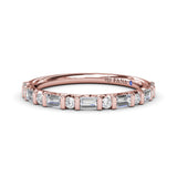 Alternating Round and Emerald Cut Diamond Band