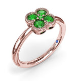Magnolia Milgrain Emerald Ring