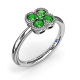 Magnolia Milgrain Emerald Ring