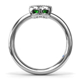 Magnolia Milgrain Emerald Ring