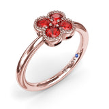 Magnolia Milgrain Ruby Ring