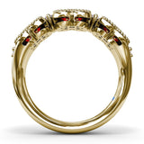 Magnolia Milgrain Ruby and Diamond Ring
