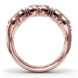 Magnolia Milgrain Ruby and Diamond Ring