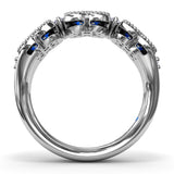 Magnolia Milgrain Sapphire and Diamond Ring