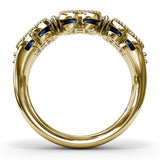 Magnolia Milgrain Sapphire and Diamond Ring