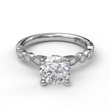 Classic Diamond Engagement Ring with Detailed Milgrain Band