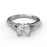 Round Cut Solitaire With Delicate Split Band