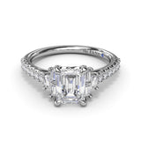 Emerald Cut Side Stone Engagement Ring