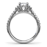 Emerald Cut Side Stone Engagement Ring