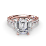 Two-Toned Emerald Cut Diamond Engagement Ring  