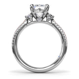 Two-Toned Emerald Cut Diamond Engagement Ring  