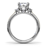 Two-Toned Emerald Cut Diamond Engagement Ring  
