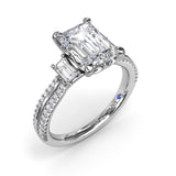 Two-Toned Emerald Cut Diamond Engagement Ring  