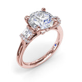 Double Baguette Diamond Engagement Ring 
