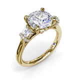 Double Baguette Diamond Engagement Ring 