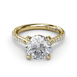 Triple-Row Two-Toned Round Diamond Engagement Ring
