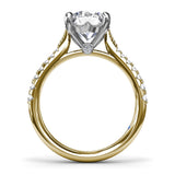 Thin Milgrain Graduated Diamond Engagement Ring