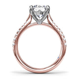 Thin Milgrain Graduated Diamond Engagement Ring