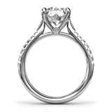 Thin Milgrain Graduated Diamond Engagement Ring