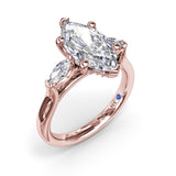 Marquise Three-Stone Diamond Engagement Ring