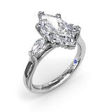 Marquise Three-Stone Diamond Engagement Ring