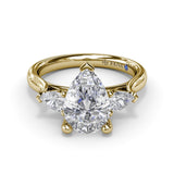 Three-Stone Pear Diamond Engagement Ring