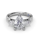 Three-Stone Pear Diamond Engagement Ring