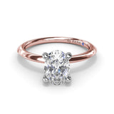 Two-Toned Solitaire Knife-Edge Diamond Engagement Ring