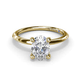 Two-Toned Solitaire Knife-Edge Diamond Engagement Ring