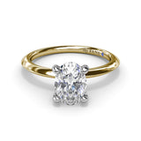 Two-Toned Solitaire Knife-Edge Diamond Engagement Ring
