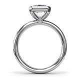 Bezel Set Radiant Diamond and Sapphire Engagement Ring
