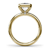 Bezel Set Radiant Diamond and Sapphire Engagement Ring