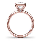 Bezel Set Radiant Diamond and Sapphire Engagement Ring