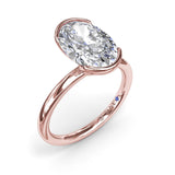 Half Bezel Oval Diamond Engagement Ring