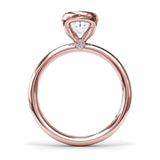 Half Bezel Oval Diamond Engagement Ring