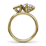 Toi et Moi Emerald Bezel and Pear Engagement Ring