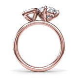 Toi et Moi Emerald Bezel and Pear Engagement Ring