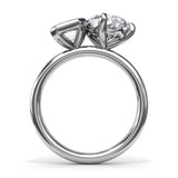Toi et Moi Emerald Bezel and Pear Engagement Ring