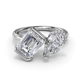Toi et Moi Half Bezel Engagement Ring