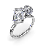 Toi et Moi Half Bezel Engagement Ring